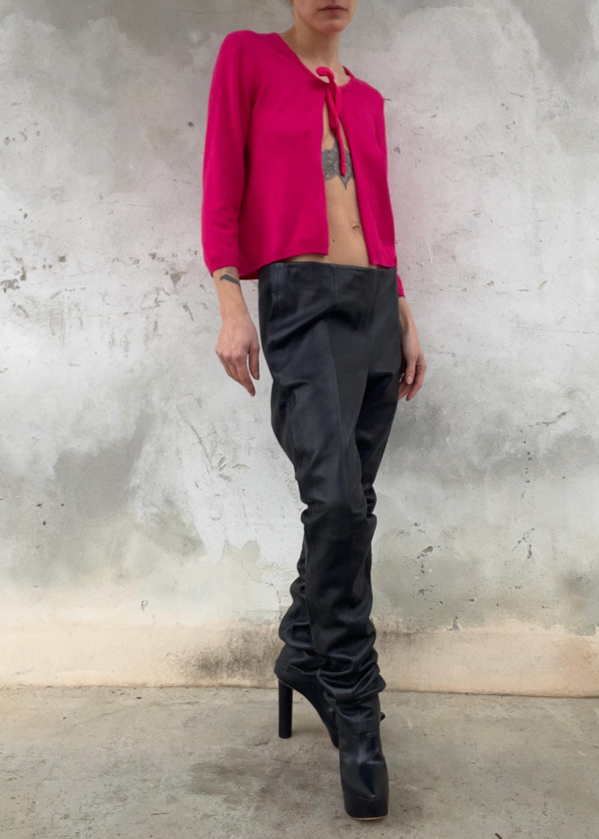 Pantaloni pelle morbida vita bassa