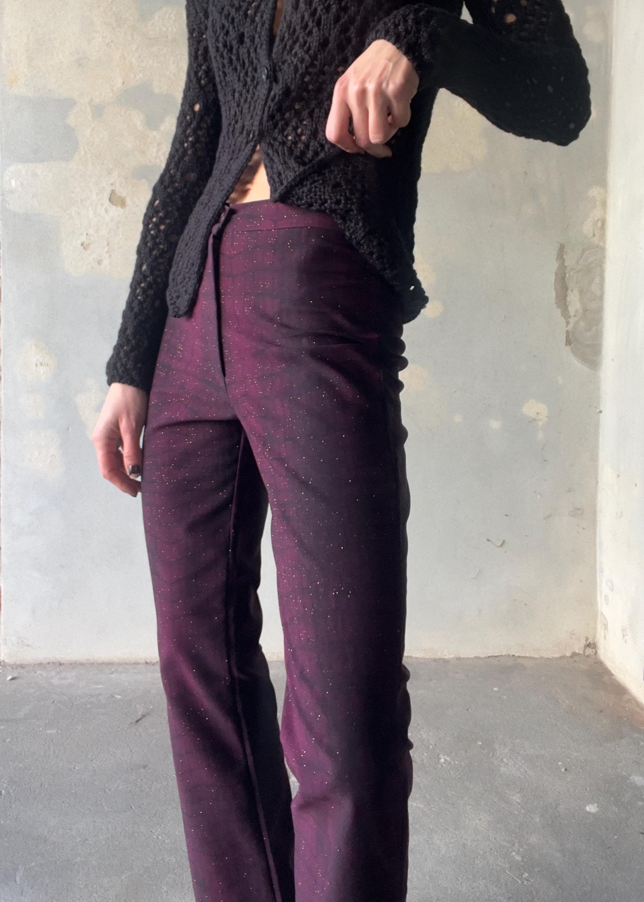 Pantaloni y2k viola con glitter