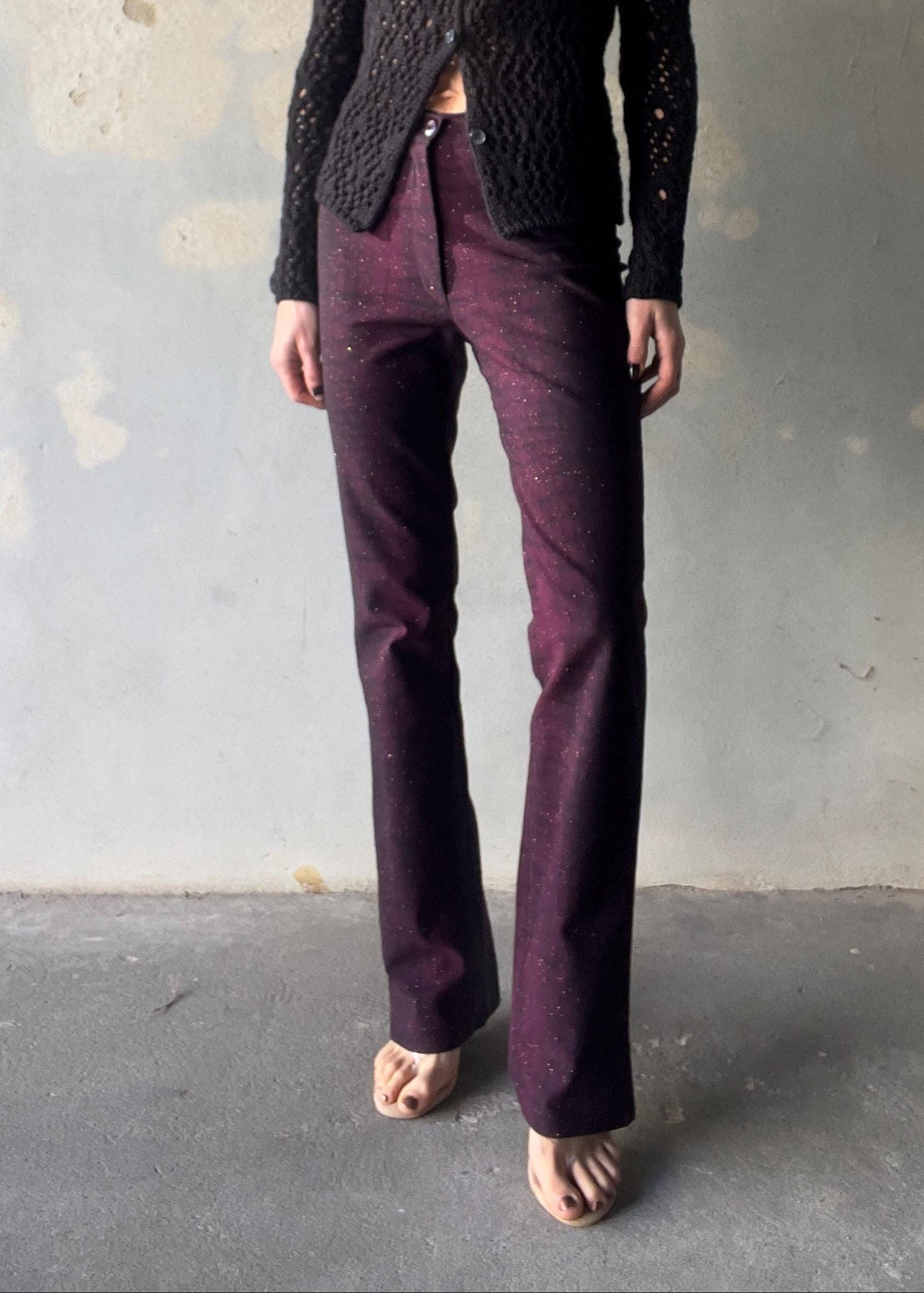 Pantaloni y2k viola con glitter