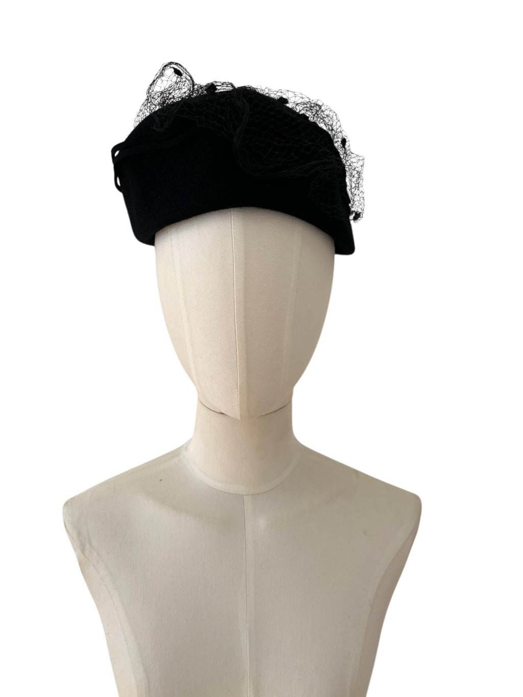 Cappello in lana nero vintage anni '50