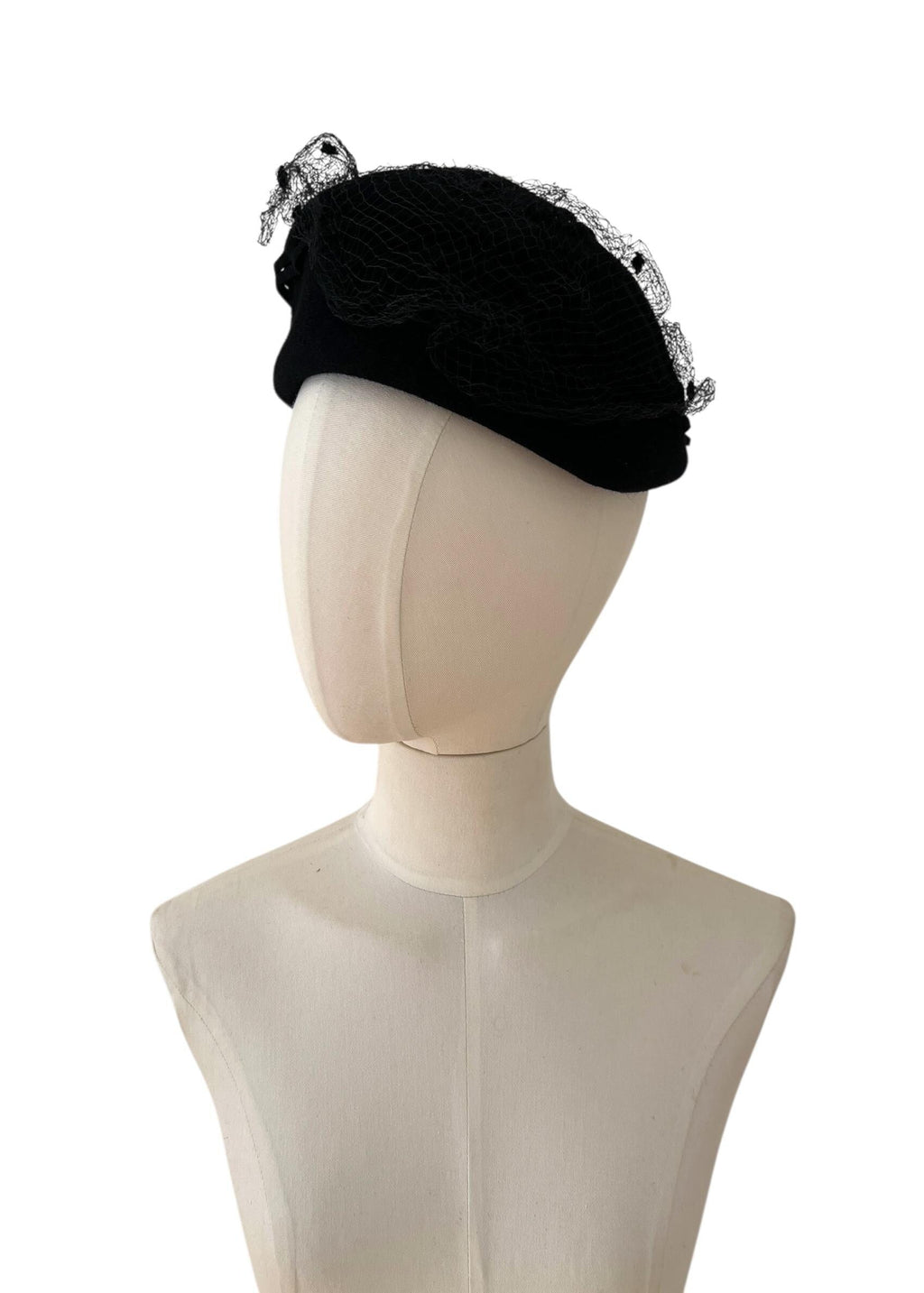 Cappello in lana nero vintage anni '50
