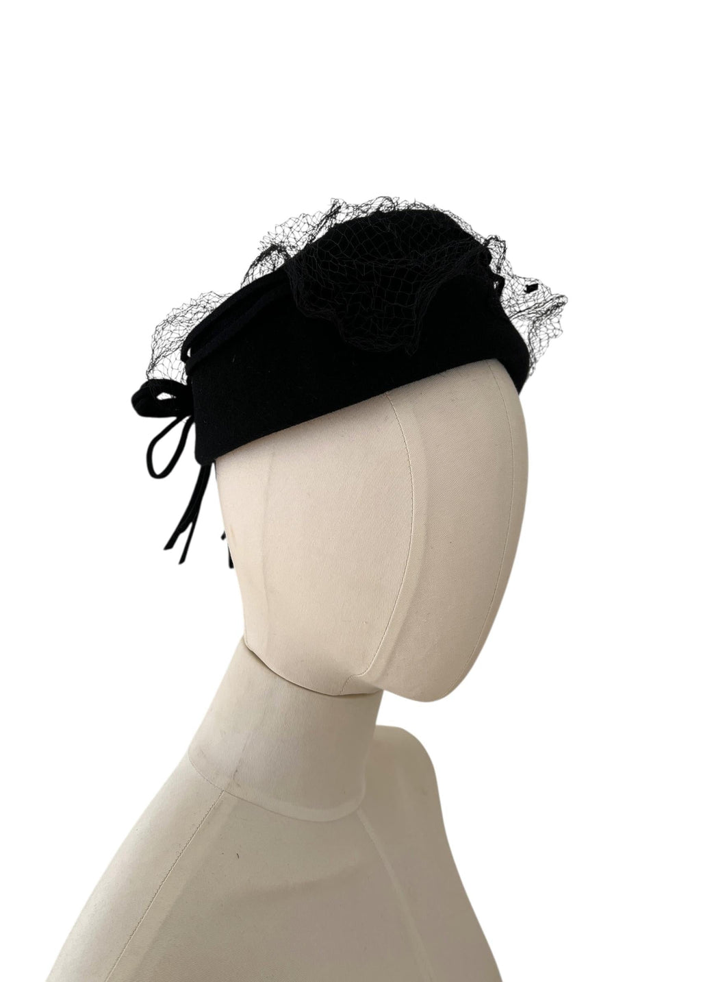 Cappello in lana nero vintage anni '50