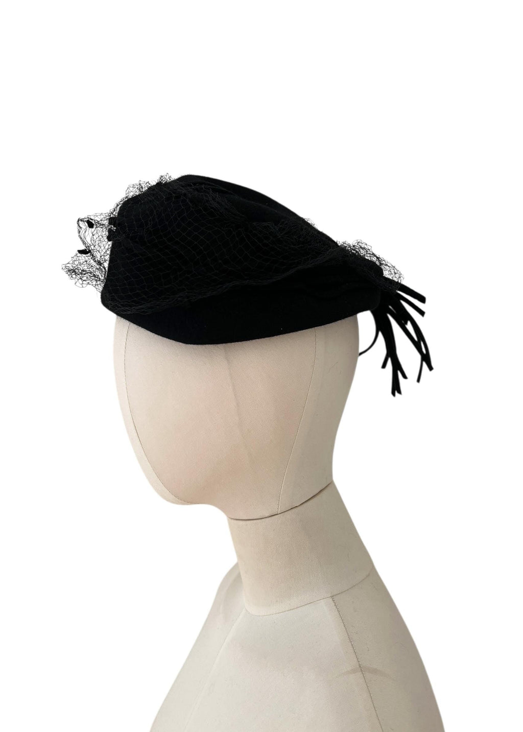 Cappello in lana nero vintage anni '50
