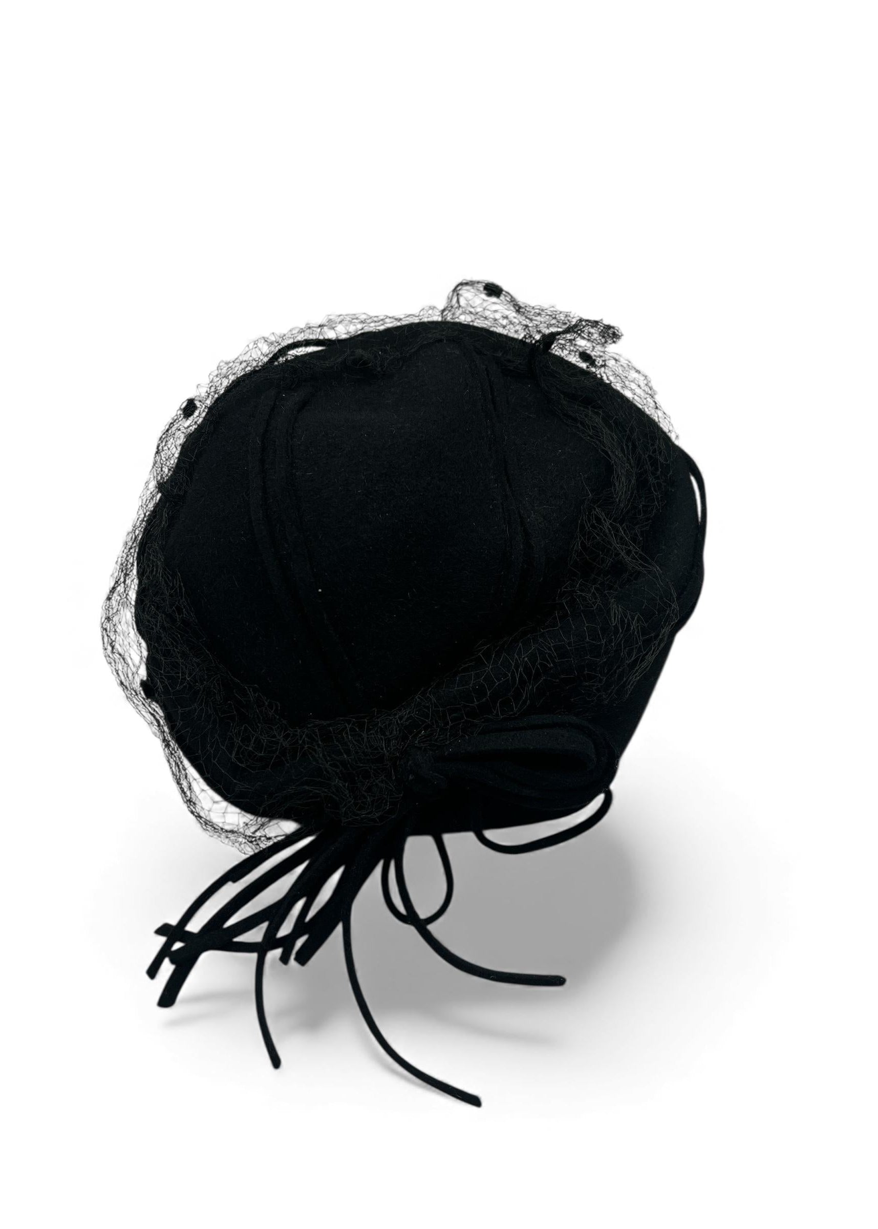 Cappello in lana nero vintage anni '50
