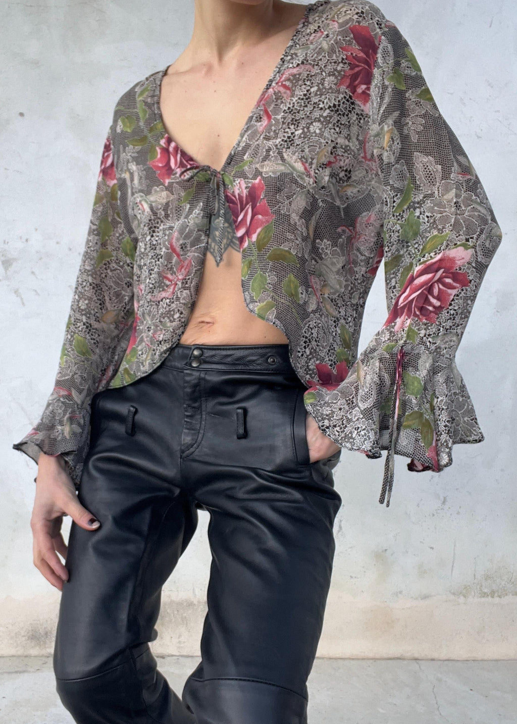 Top vintage stampato rose