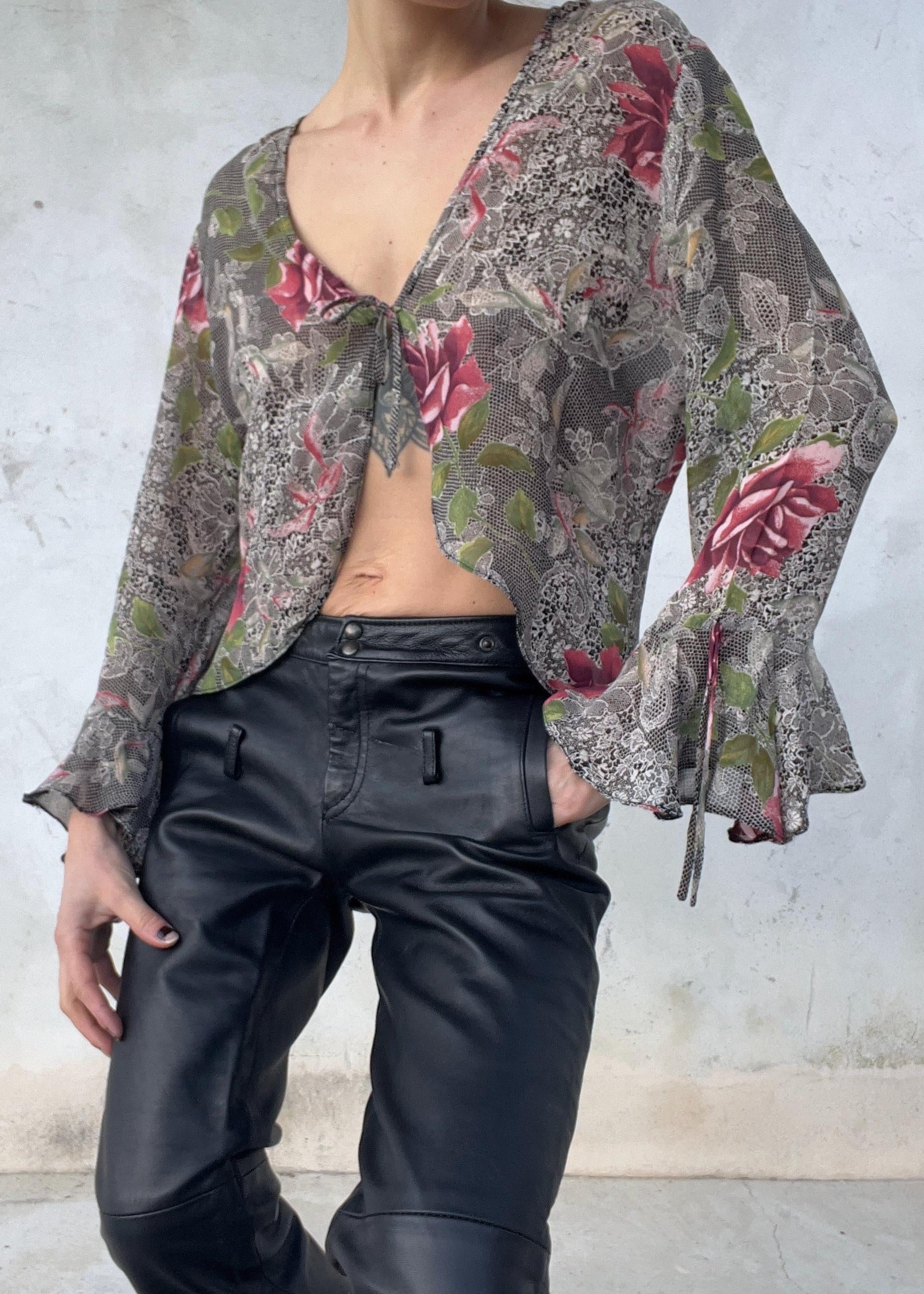 Top vintage stampato rose