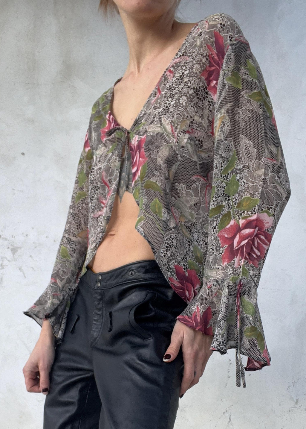 Top vintage stampato rose
