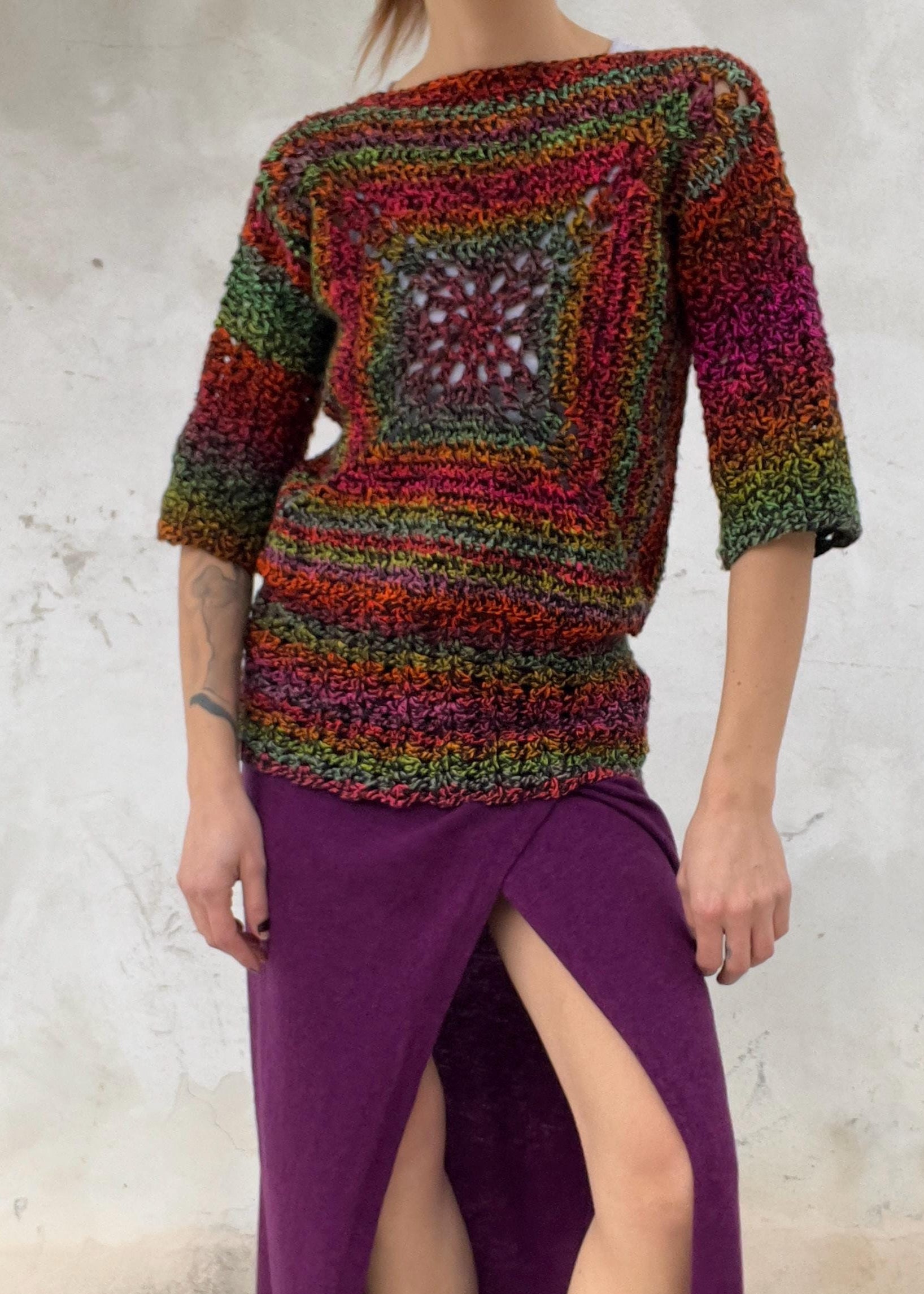 Maglia crochet multicolore