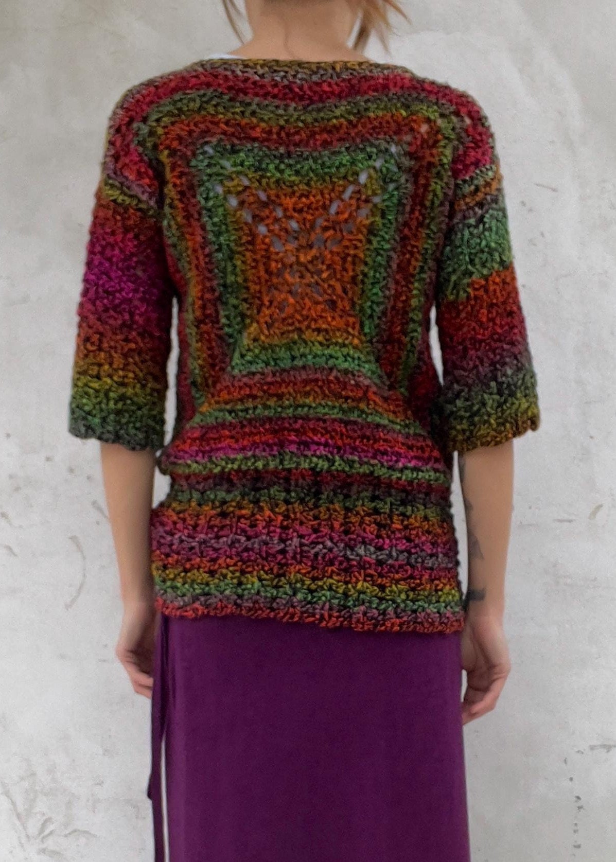 Maglia crochet multicolore
