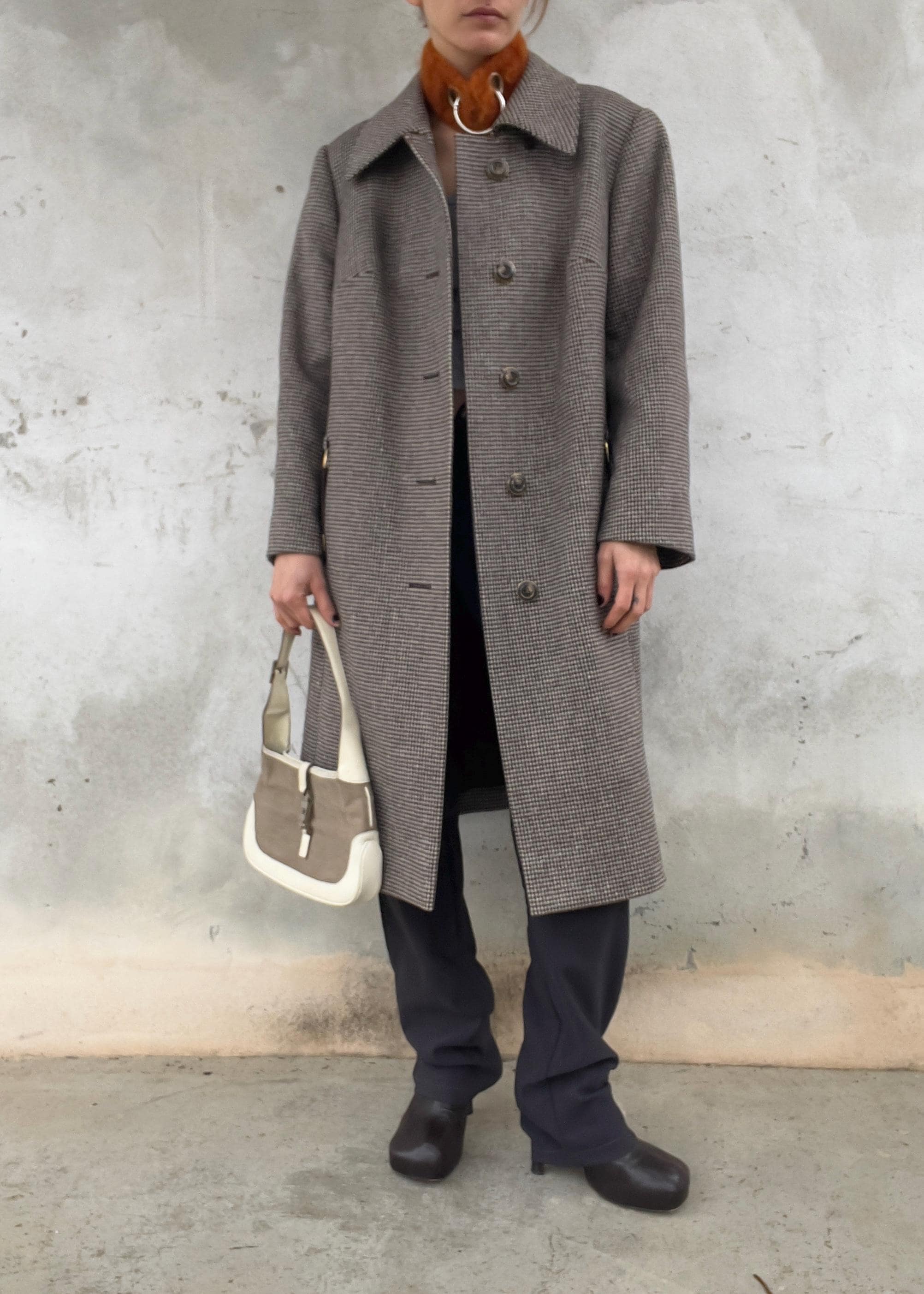 Cappotto invernale pied de pule marrone