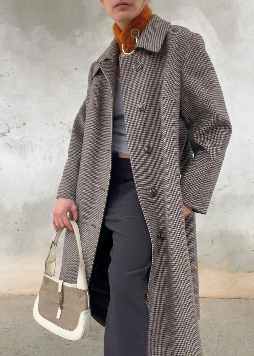 Cappotto invernale pied de pule grigio/marrone
