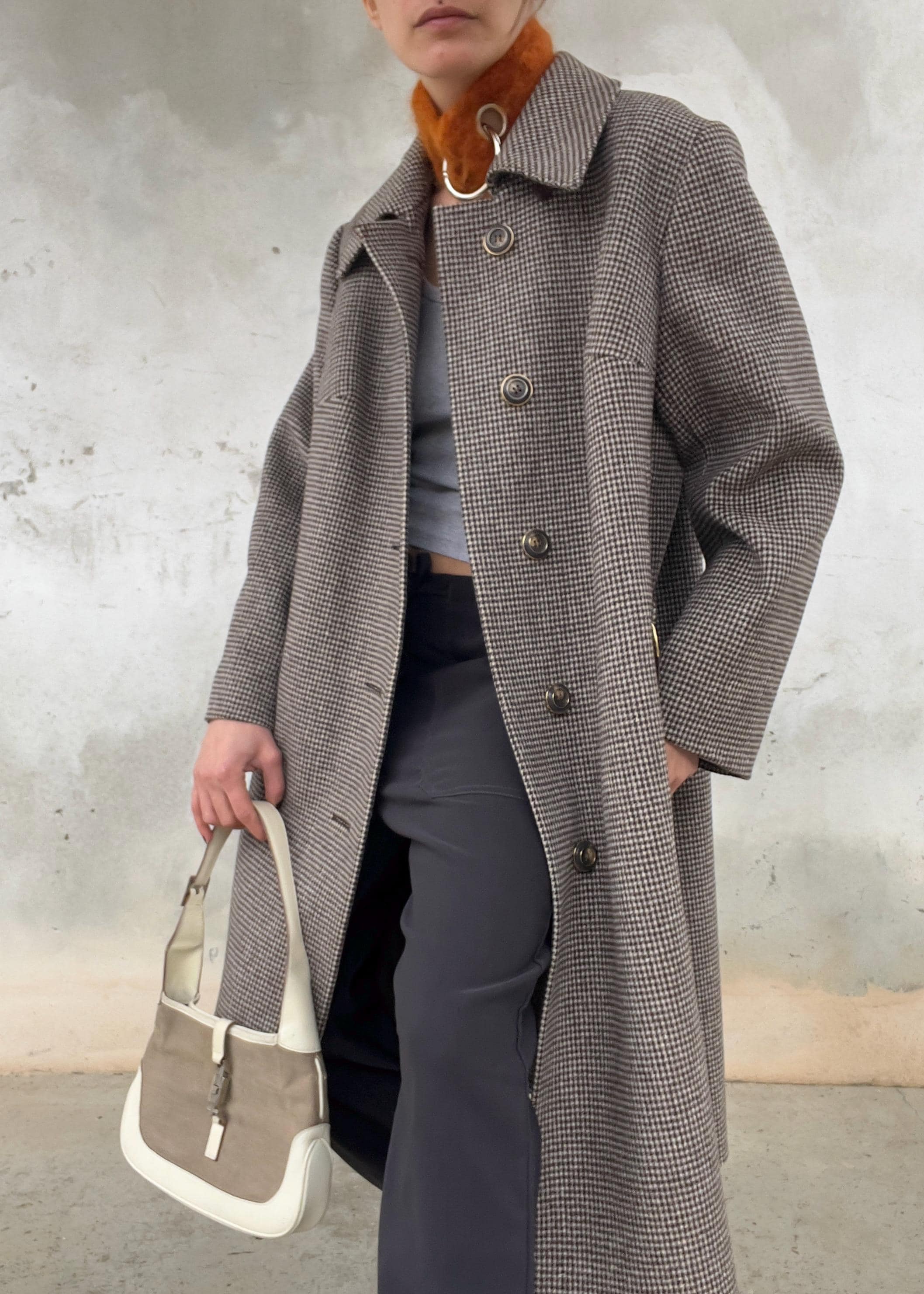 Cappotto invernale pied de pule grigio/marrone