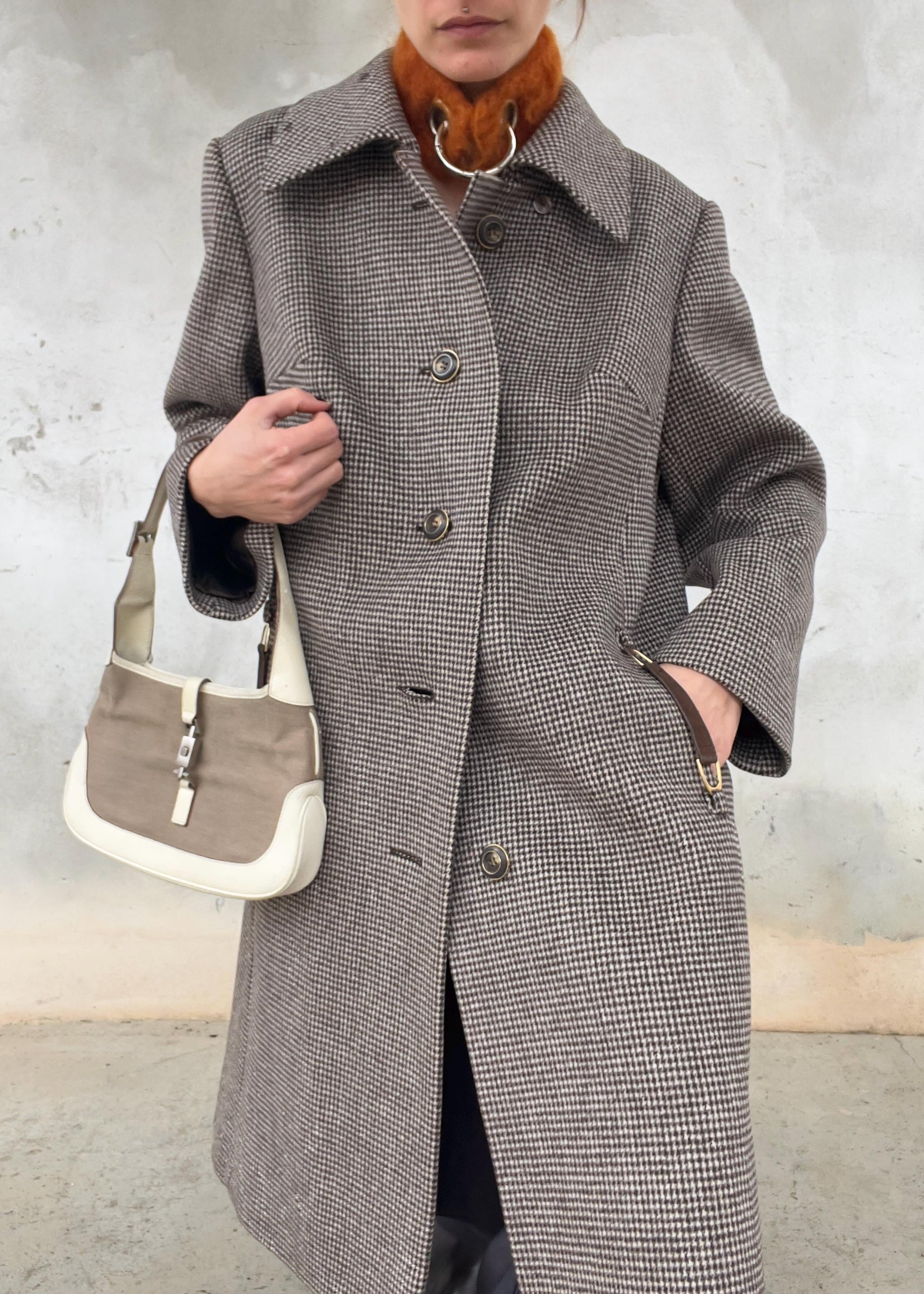 Cappotto invernale pied de pule grigio/marrone
