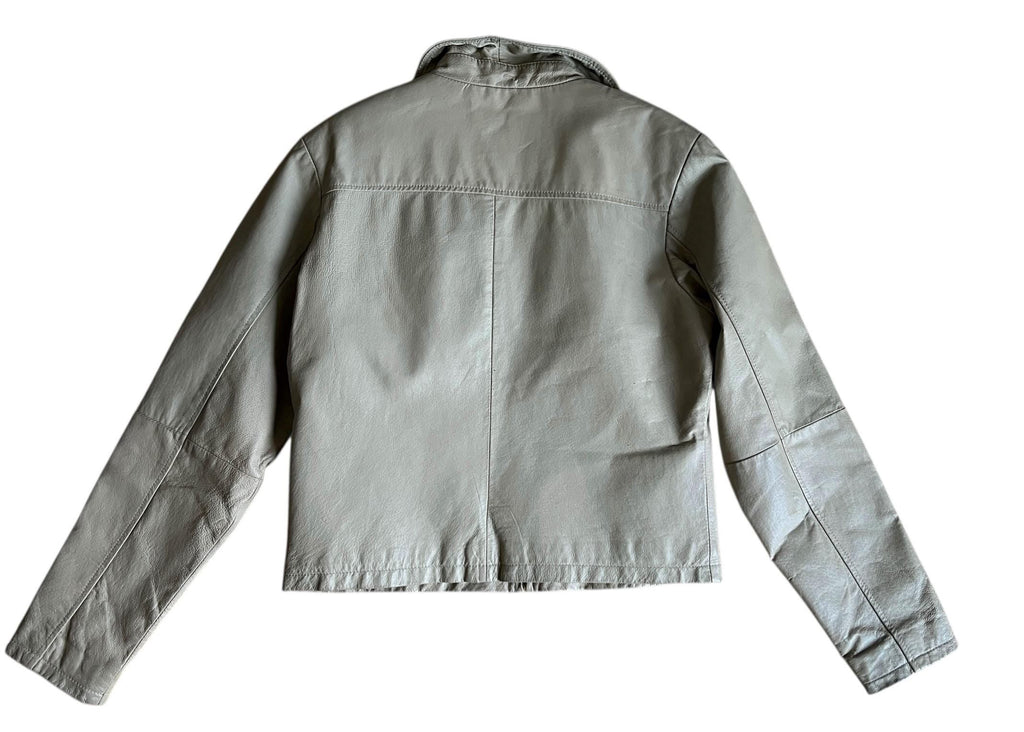 Giacca boxy in pelle beige